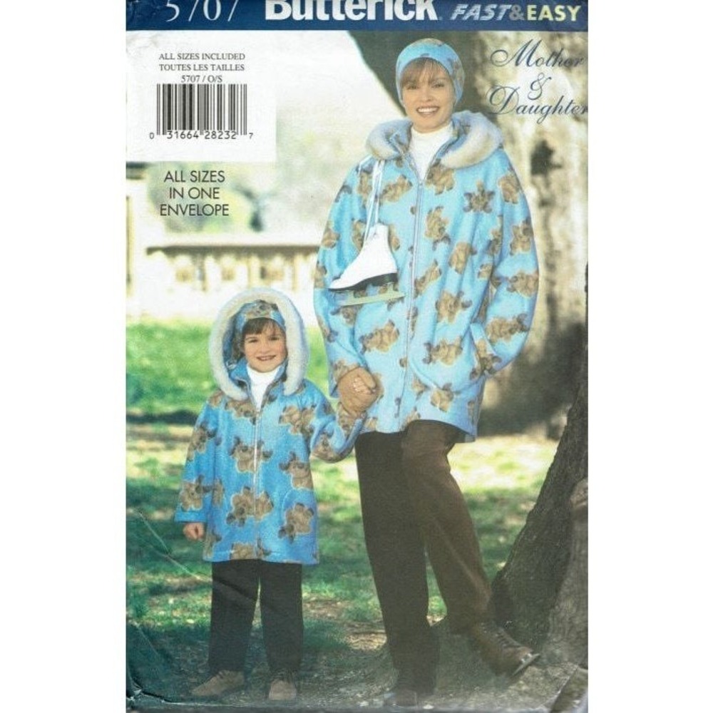Butterick Sewing Pattern 5707 Mother Daughter XS-L Jacket Pants Headband Uncut